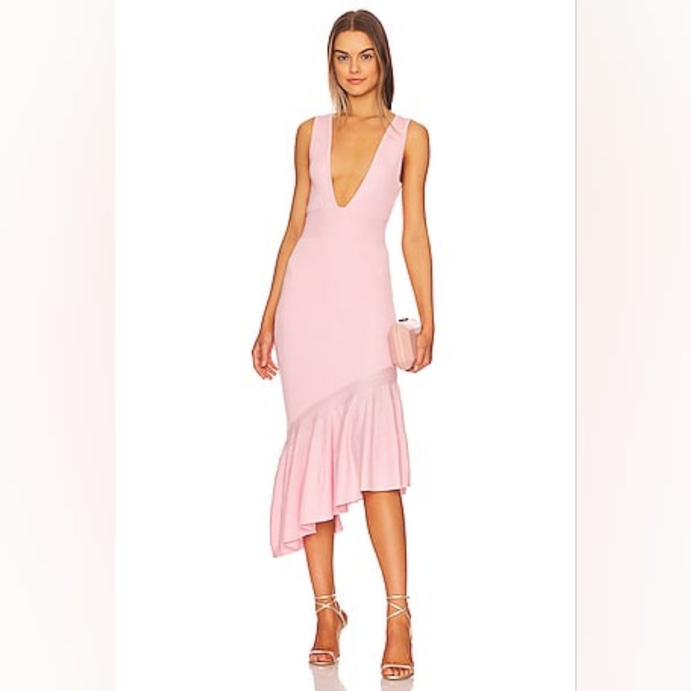 LPA pink Ruffle Midi Dress